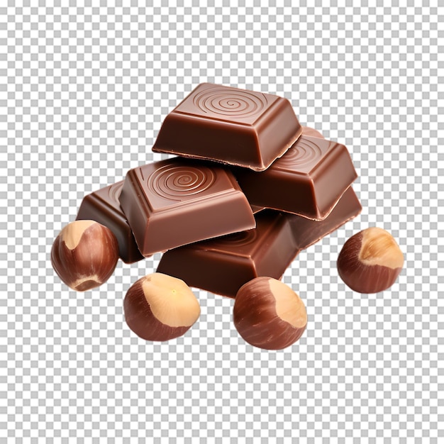 PSD doces de chocolate isolados sobre fundo transparente