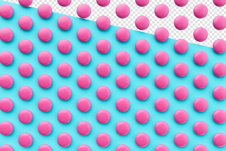 PSD doces de chocolate rosa espalhados em fundo azul repetição padrão sem costura ilustração 3d