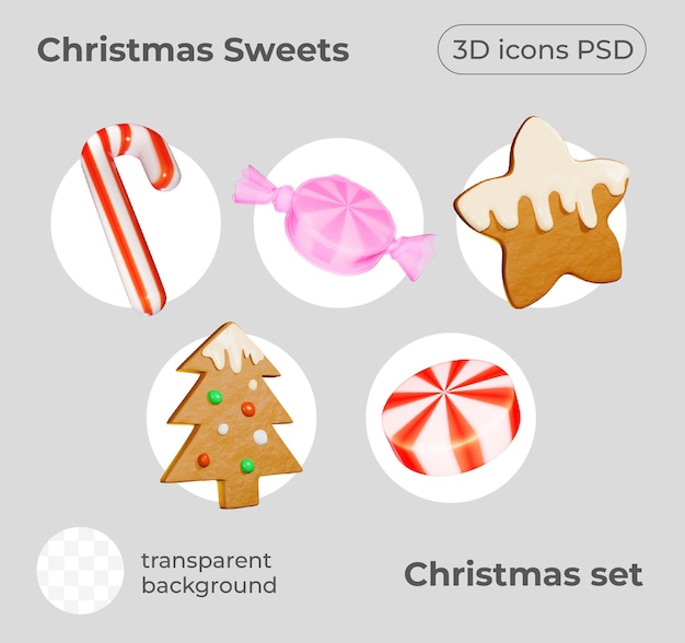 PSD doces de natal renderização 3d