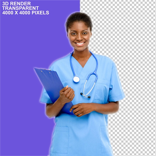 Docteur Dame Docteur Infirmière Dame Docteur avec clip board Braces pliantes Docteur Illustration Robotique.