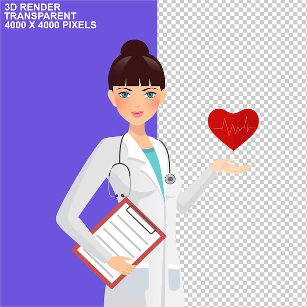 Docteur Dame Docteur Infirmière Dame Docteur avec clip board Braces pliantes Docteur Illustration Robotique