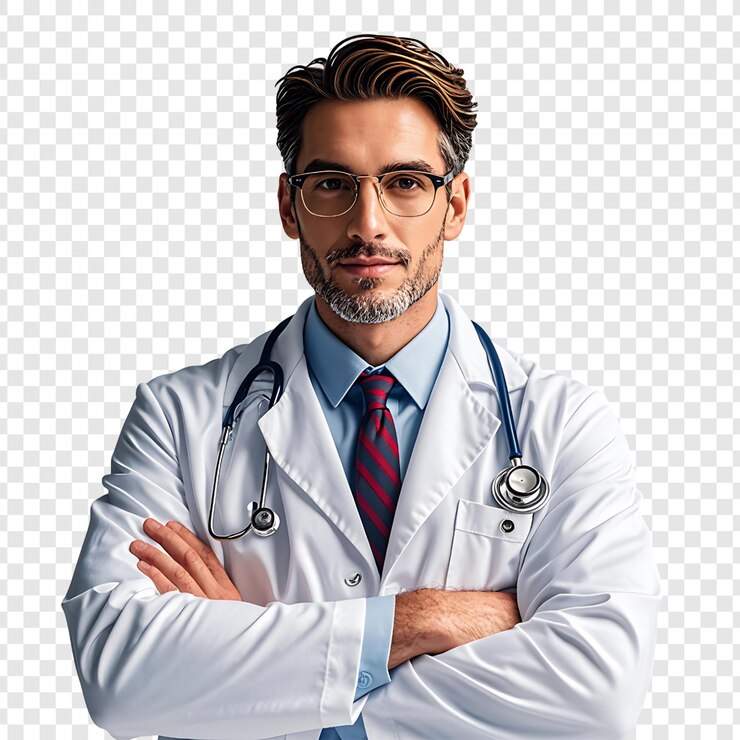 PSD docteur isolé sur un fond transparent