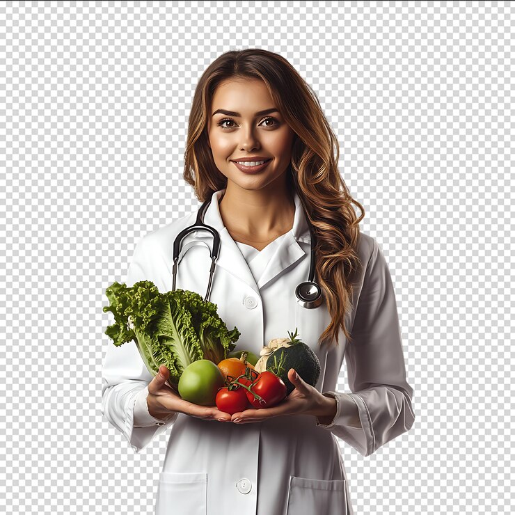 PSD docteur tenant des produits