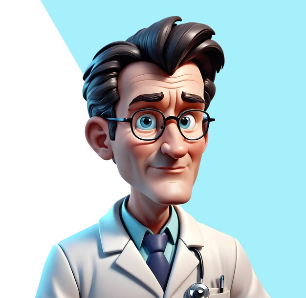 Doctor 3d con uniforme médico