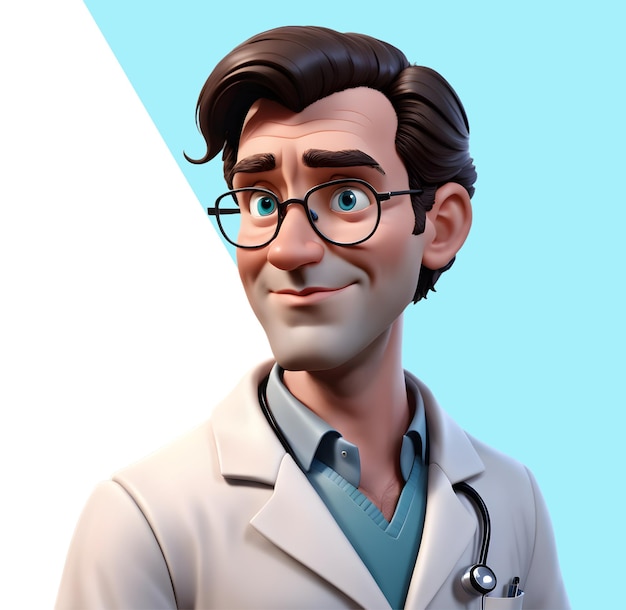 PSD doctor 3d con uniforme médico