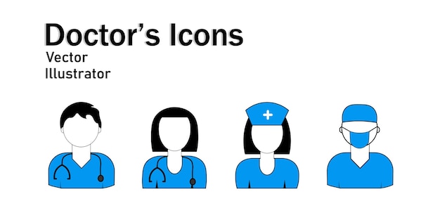 Doctor and Nurse Icons in Blue