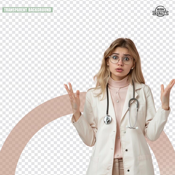 PSD doctor lady doctor enfermera lady doctor con tablón de recortes brazos plegables doctor ilustración robótica
