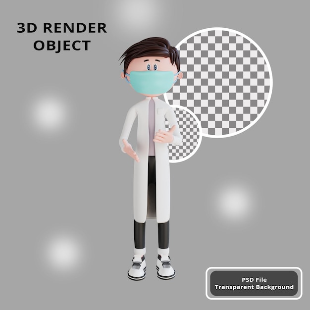 Doctor de personaje 3D de pie para charlar pose objeto de ilustración