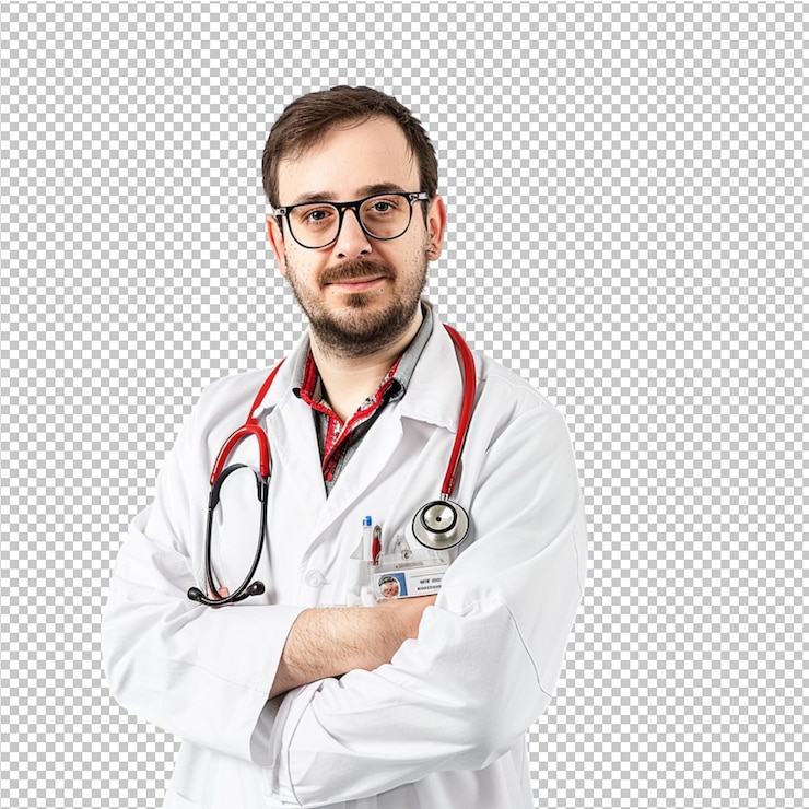 El doctor sonriente en el laboratorio