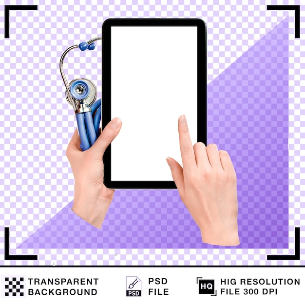 Doctor Using Tablet with Stethoscope for Telemedicine Consultation