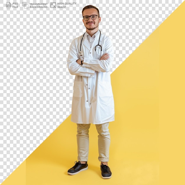 PSD doctor with his arms crossed over white background png