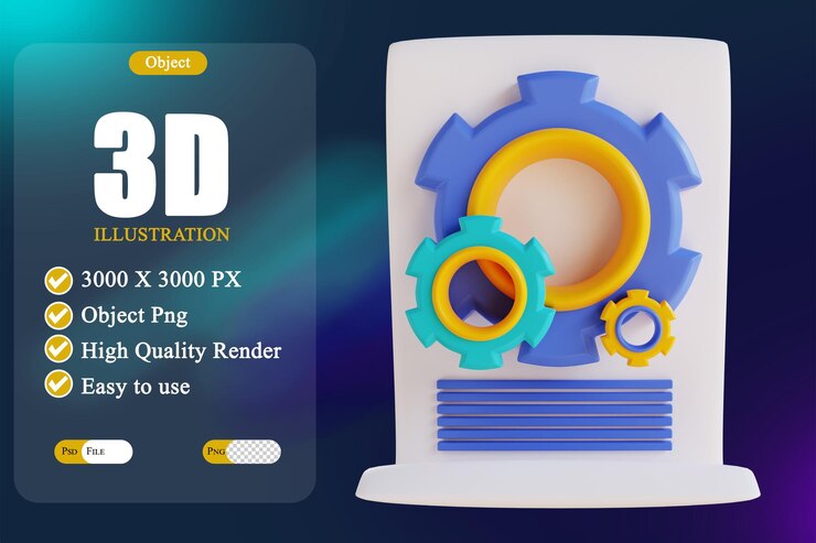 PSD document de code d'illustration 3d 2