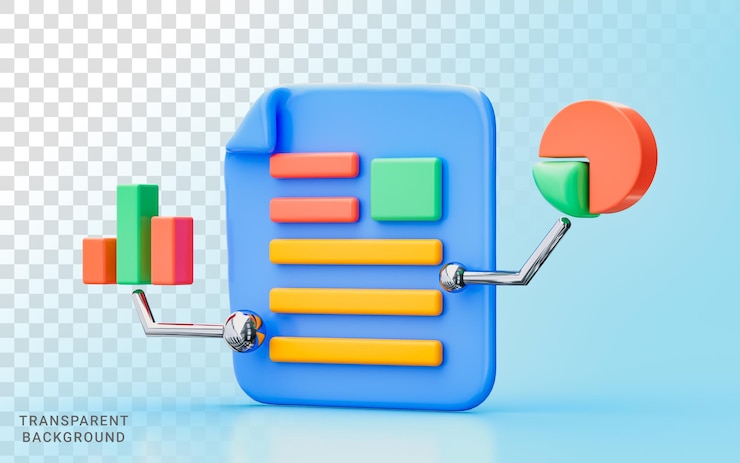 PSD document pie chart 3d illustration business profit growth policy paper work statement data analyze