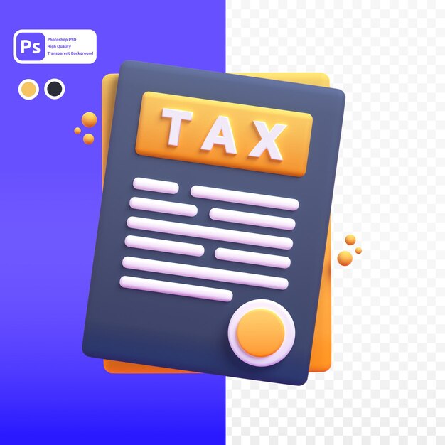 document tax in 3d render for graphic asset web presentation or other