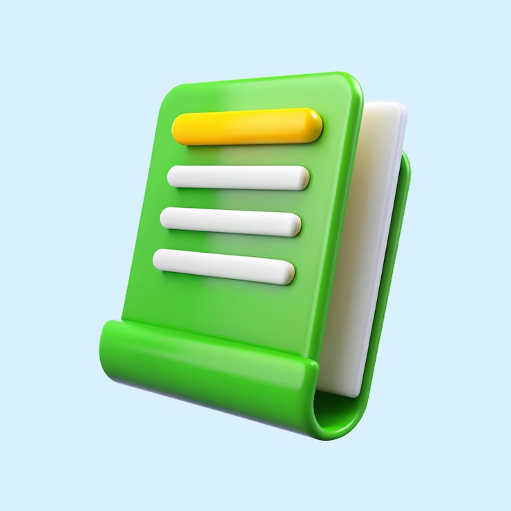 PSD document vert à trois dimensions