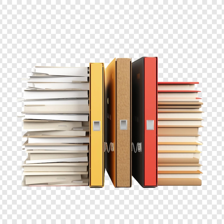 PSD documenti organizzati in cartelle separate isolate su sfondo trasparente
