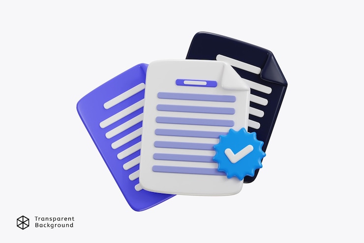 PSD documento carta verificato icona rendering 3d