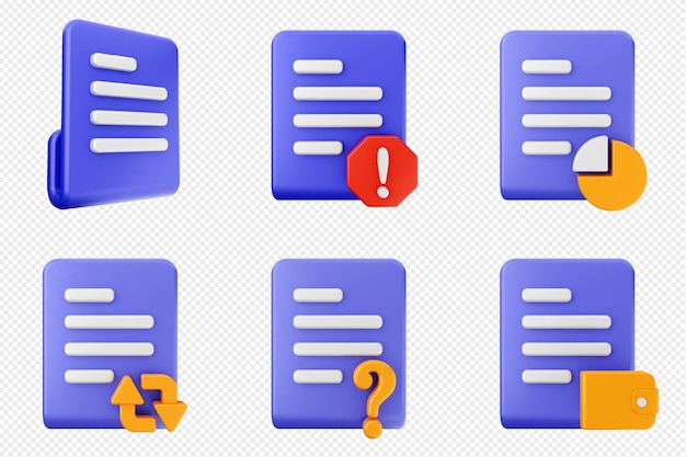El documento de datos del conjunto de iconos de archivos 3D