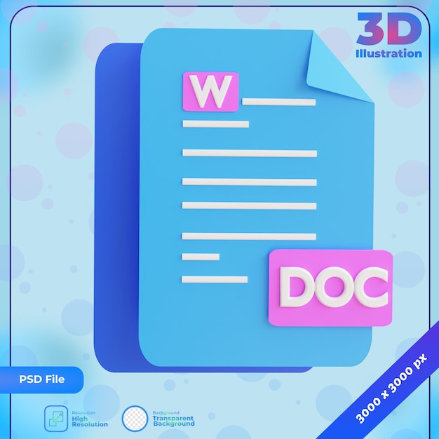 Documento de ícone de renderização 3d