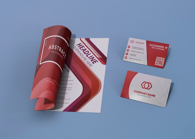 Documento di mock-up aziendale azienda marchio rosso e bianco