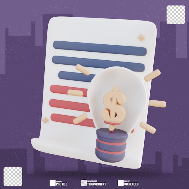 Documento de idea financiera de ilustración 3D 2