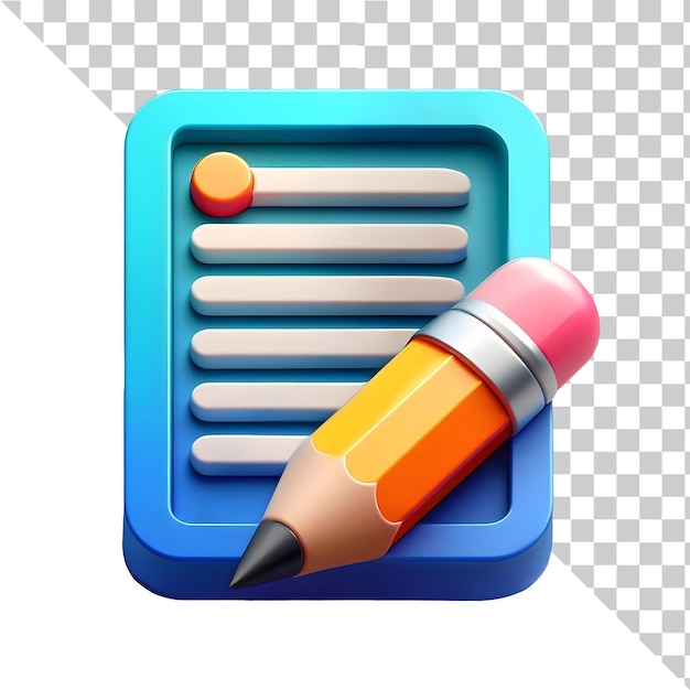 Documento de papel con icono 3D con lápiz
