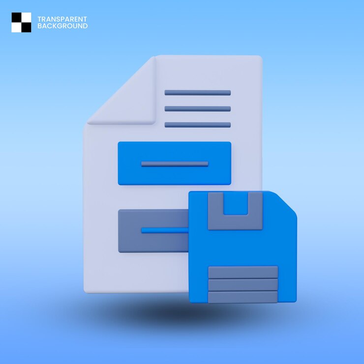 PSD documento salva icona 3d isolata