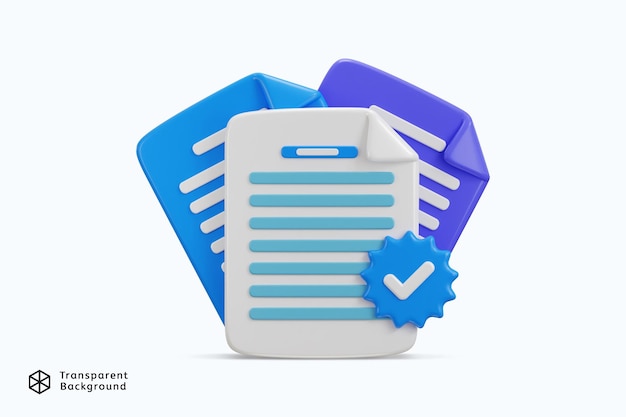 documento de solicitud de papel aprobado icono renderizado en 3D