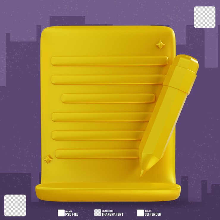 PSD documentos de escritura dorada de ilustración 3d 2