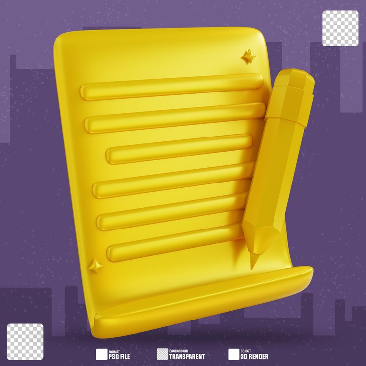 PSD documentos de escritura dorada de ilustración 3d 2