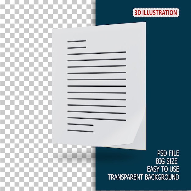 documentos de oficina 3d ilustración de icono con fondo transparente