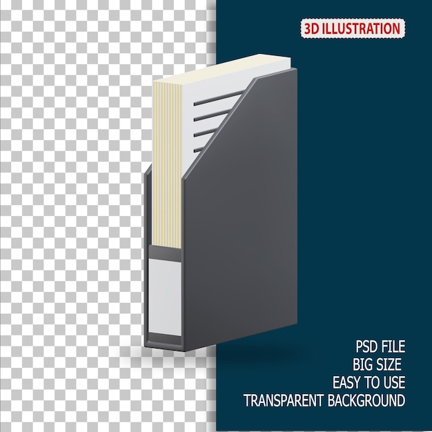 documentos de oficina de papel Ilustración de icono 3D con fondo transparente