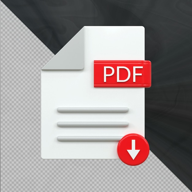 Documents file format PDF Icon 3d Style ui icon Downloading document concept Glossy 3d