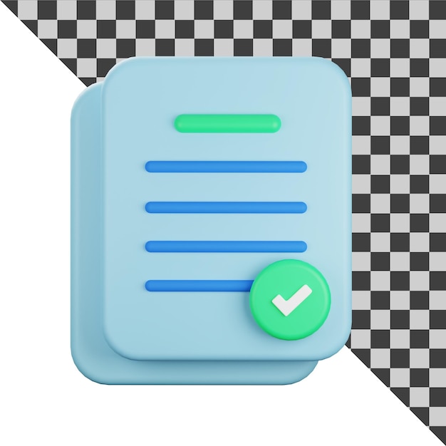 Documents avec illustration 3d de signe d'approbation