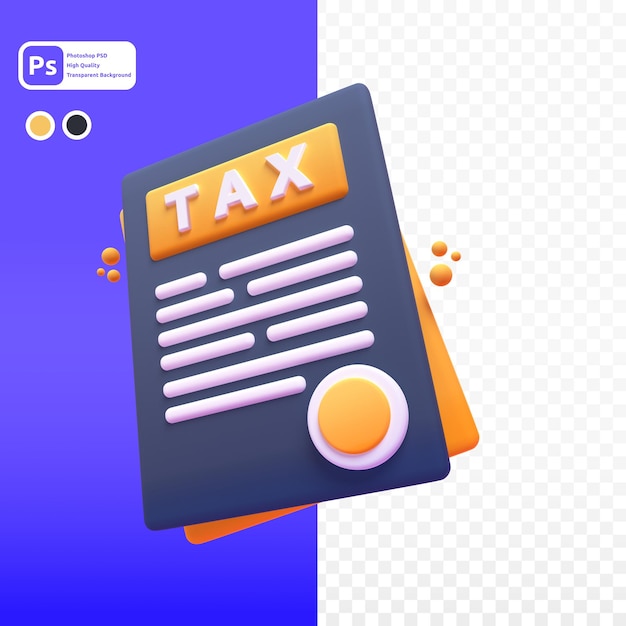 documenttax in 3d render for graphic asset web presentation or other