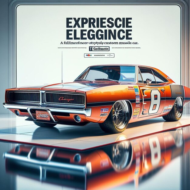 Dodge Charger 1968 Nascar Voiture De Course Pic Affiche Hyperealiste De Muscle Car Vintage