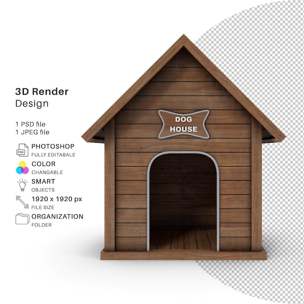 PSD dog house modélisation 3d fichier psd réaliste pet dog house