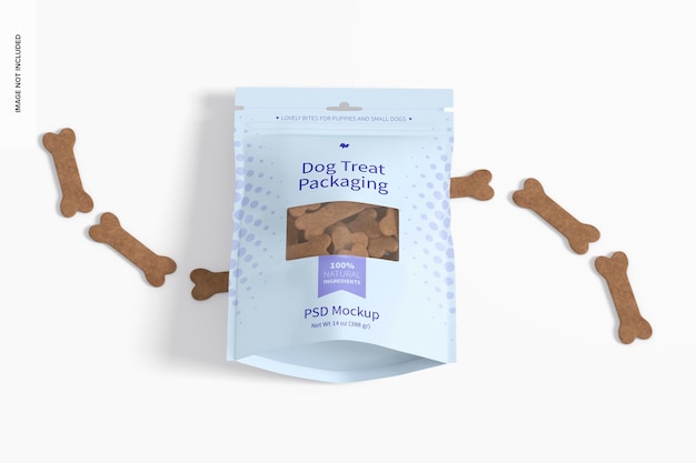 Dog treat packaging mockup, perspektivische ansicht