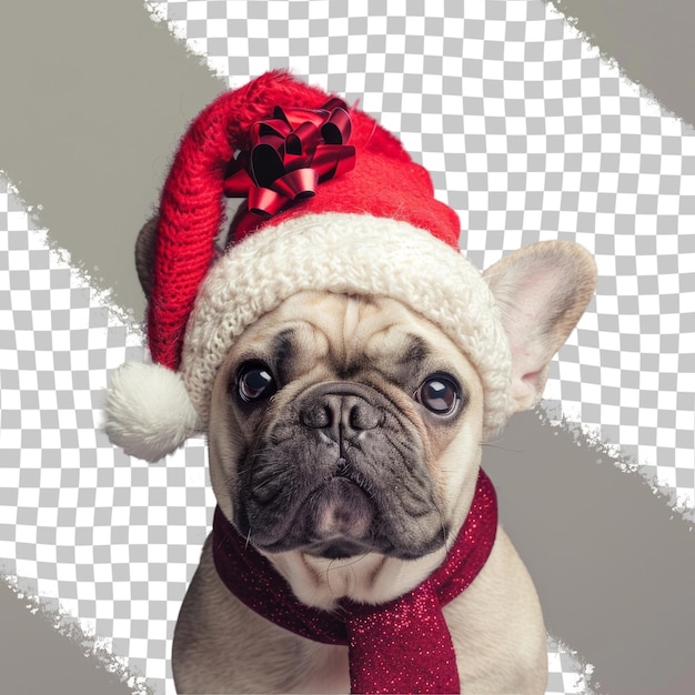 PSD a dog wearing a santa hat that says  pug