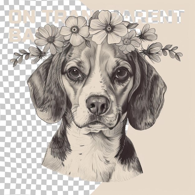 PSD a dog with flowers on its head and the words do not pay attention