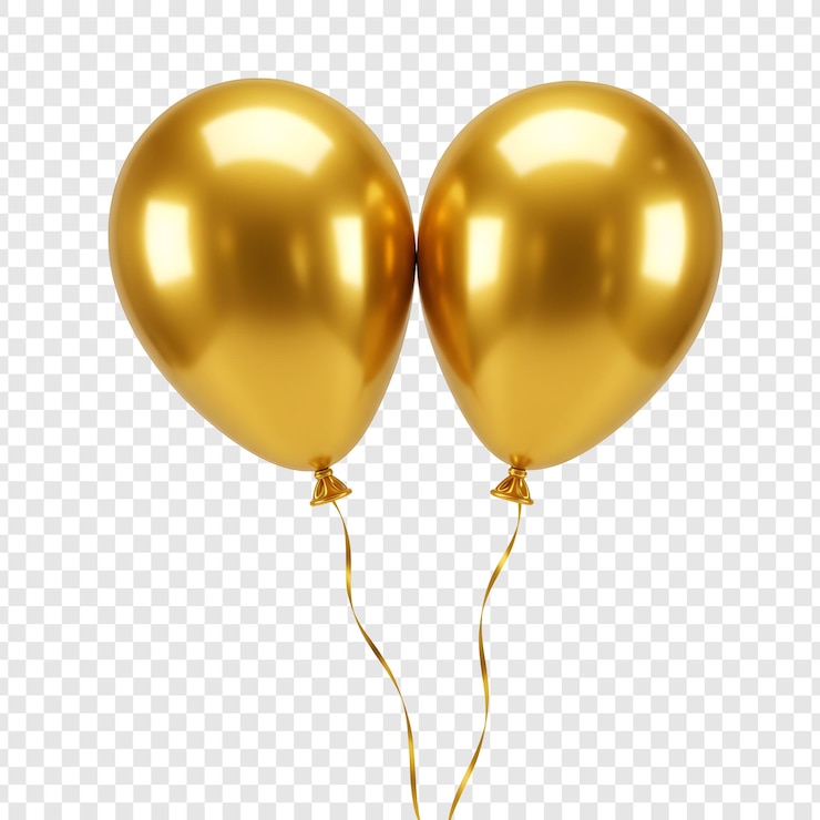 PSD dois balões de ouro realistas para celebração