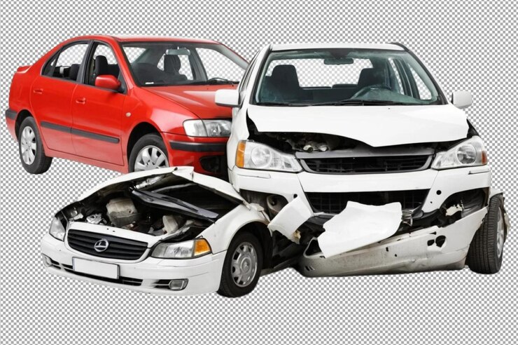 PSD dois carros depois de um acidente de trânsito bloquearam o cruzamento.