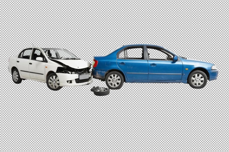 PSD dois carros depois de um acidente de trânsito colidem severamente