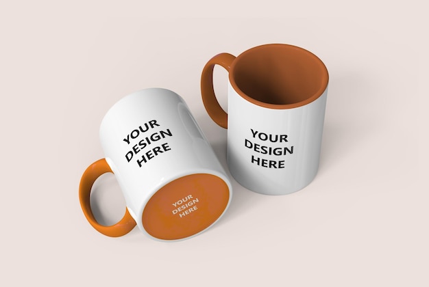 Dois copos de café Mockup com design personalizável