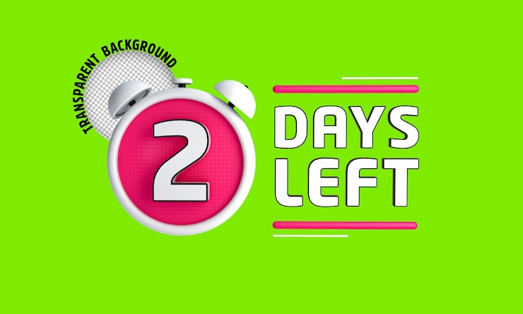 PSD dois dias restantes banner de contagem regressiva de dias restantes em 3d contagem de tempo de vendas renderização em 3d