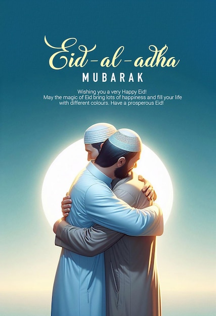 PSD dois homens muçulmanos abraçam-se um ao outro conceito de abraço de eid