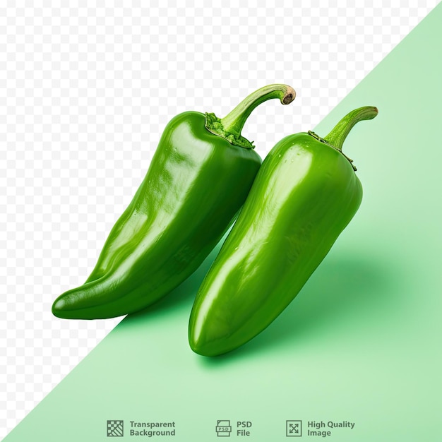 Dois jalapenos verdes em um fundo transparente