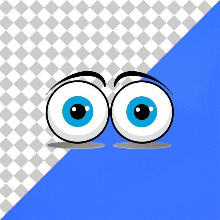 PSD dois olhos de desenho animado com pupilas grandes e redondas e pequenas2jpg