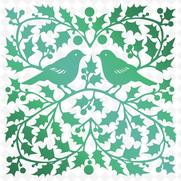 Dois pássaros estão sentados em um fundo verde e branco