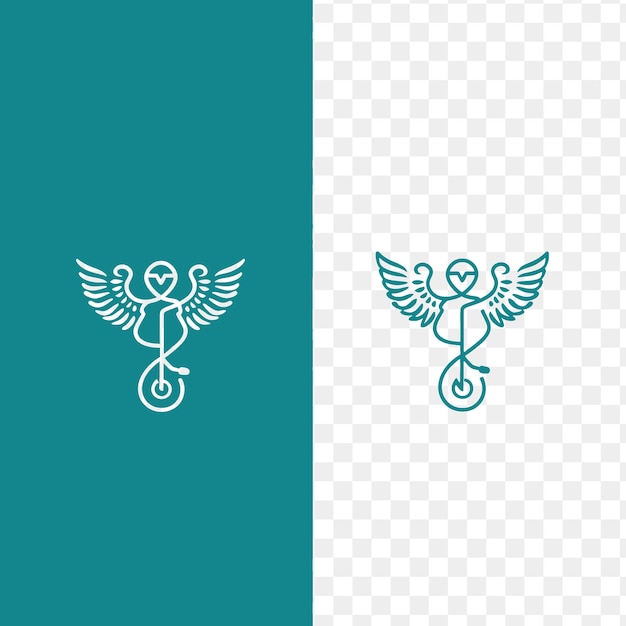 PSD dois símbolos azuis e verdes de um alado e um símbolo